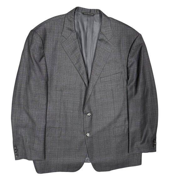 Samuelsohn Loro Piana Blazer Check Super 130's Wool Grey Sport Coat 46R - Picture 1 of 11